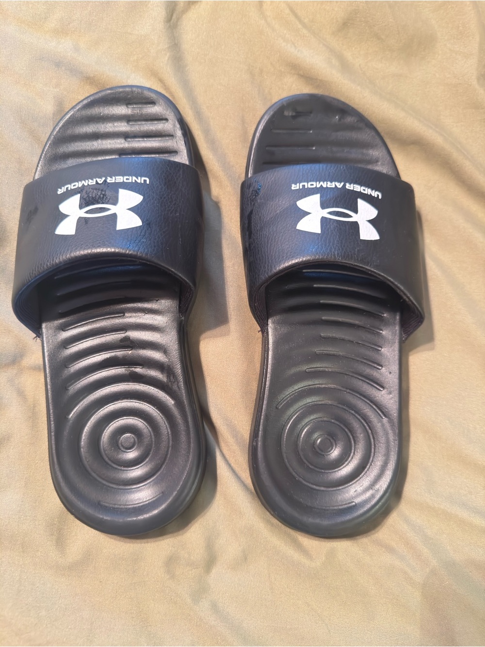 Under Armour Black and White Logo Slide Sandals